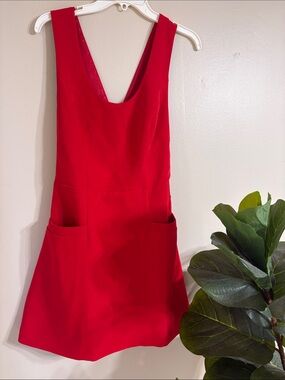 Express Red Sleeveless Mini Dress with Pockets